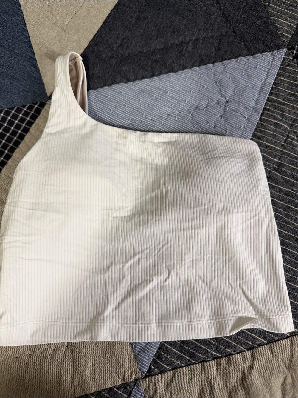 lululemon athletica White Ribbed One-Shoulder Tank Top
